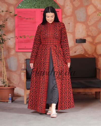 Embroidered Palestinian Women's Maxi Dress Long Kaftan Tatreez Thobe