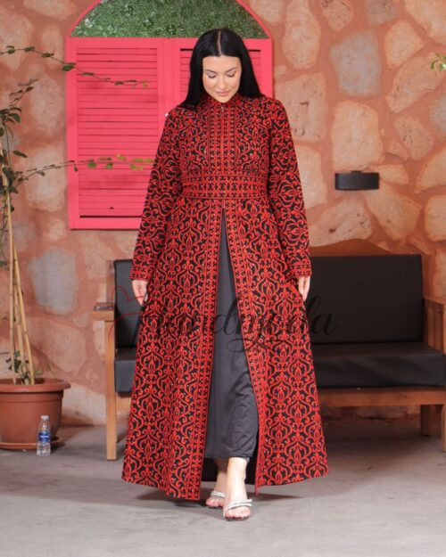 Embroidered Palestinian Women's Maxi Dress Long Kaftan Tatreez Thobe
