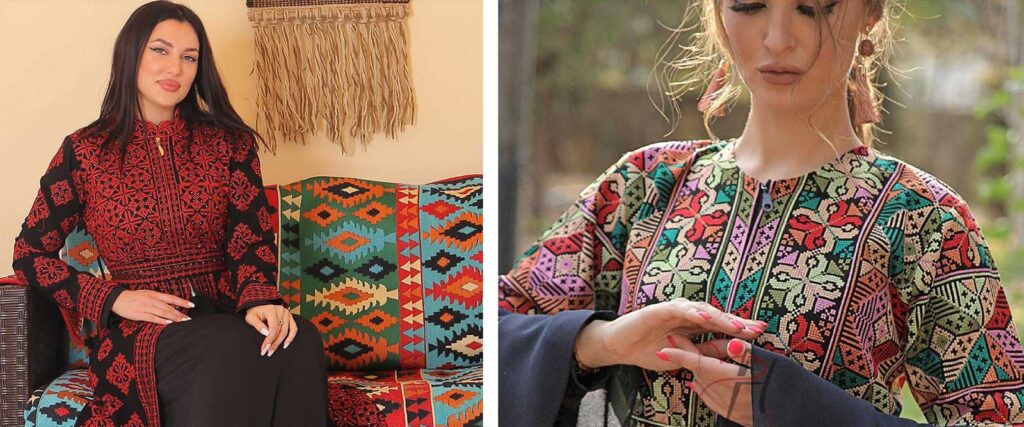 Palestinian Tatreez embroidered dresses