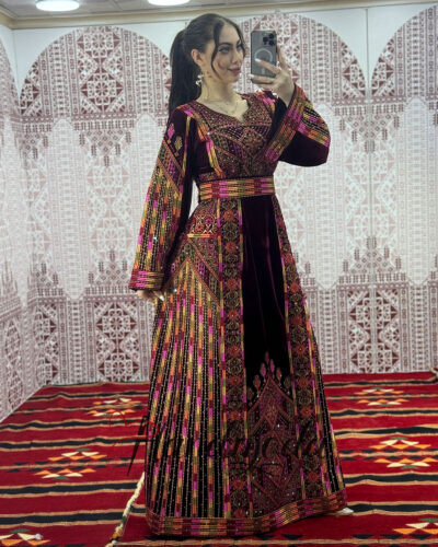 Ritta Palestinian Tatreez Bridal Maxi Long Dress Top Quality Royal Jordanian Embroidered Cross Stitching Art Occasional Kaftan Thobe