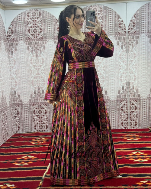 Ritta Palestinian Tatreez Bridal Maxi Long Dress Top Quality Royal Jordanian Embroidered Cross Stitching Art Occasional Kaftan Thobe