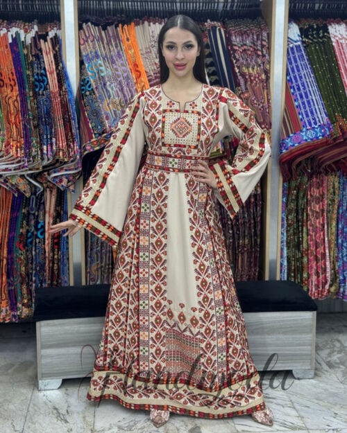 Maryam Palestinian embroidery thobe occasional Tatreez cross stitch Hinna night bridal arab fashion dress