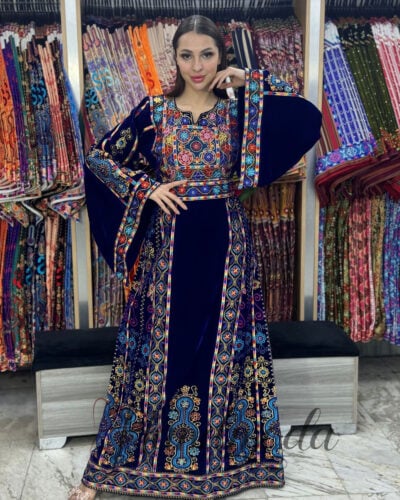 Nisreen Palestinian Tatreez Long Dress Bridal Kaftan Thobe