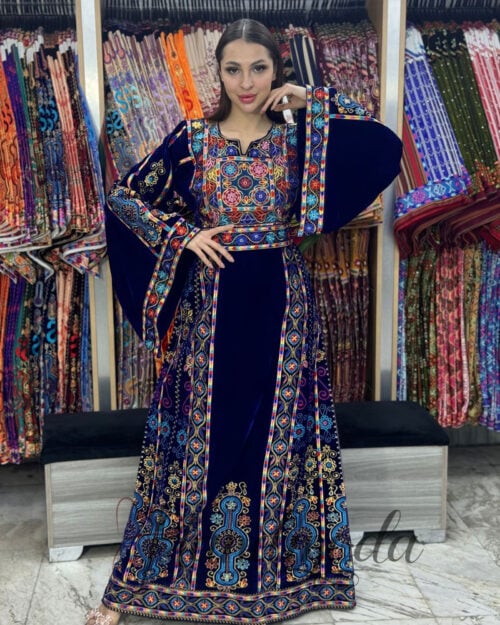Nisreen Palestinian Tatreez Long Dress Bridal Kaftan Thobe