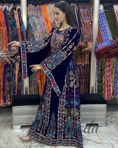 Nisreen Palestinian Tatreez Long Dress Bridal Kaftan Thobe - Image 3