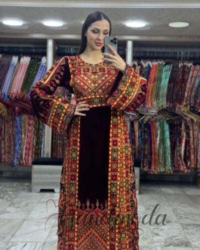 Nisreen Palestinian Tatreez Long Dress Bridal Kaftan Thobe - Image 5