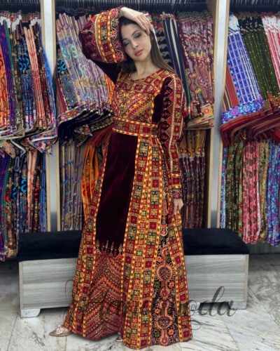 Nisreen Palestinian Tatreez Long Dress Bridal Kaftan Thobe - Image 6