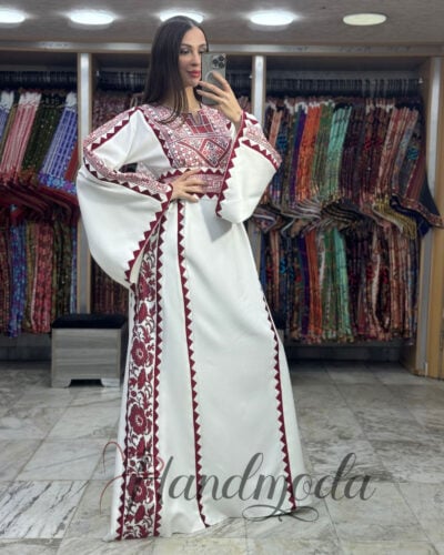 Nisreen Palestinian Tatreez Long Dress Bridal Kaftan Thobe - Image 7