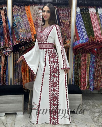Nisreen Palestinian Tatreez Long Dress Bridal Kaftan Thobe - Image 8