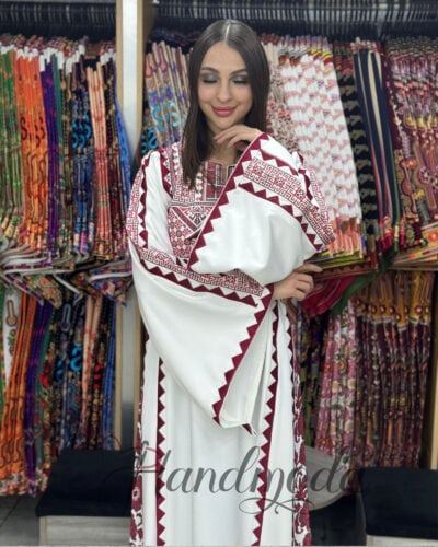 Nisreen Palestinian Tatreez Long Dress Bridal Kaftan Thobe - Image 2