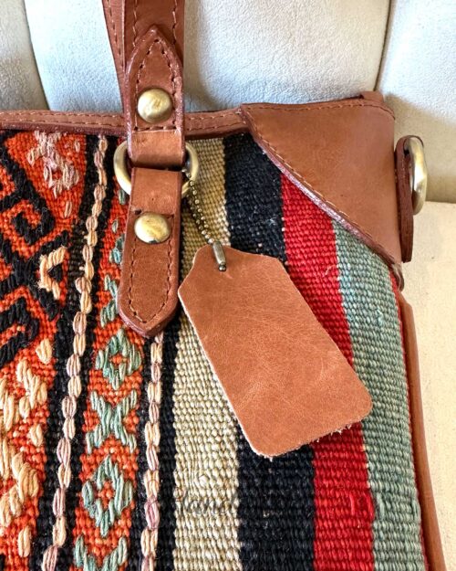 Hand Woven Casual Wool Leather Handmade Turkish Kilim Handbag