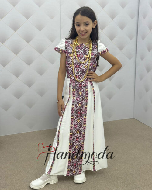 Fatima Palestinian Tatreez embroidered bridal girl dress - style 1