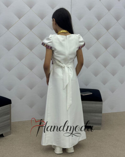 Fatima Palestinian Tatreez Girl Dress Embroidered Bridal Thobe - Image 9