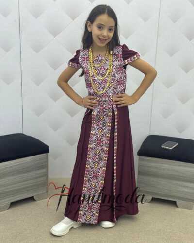 Fatima Palestinian Tatreez embroidered bridal girl dress - style 3