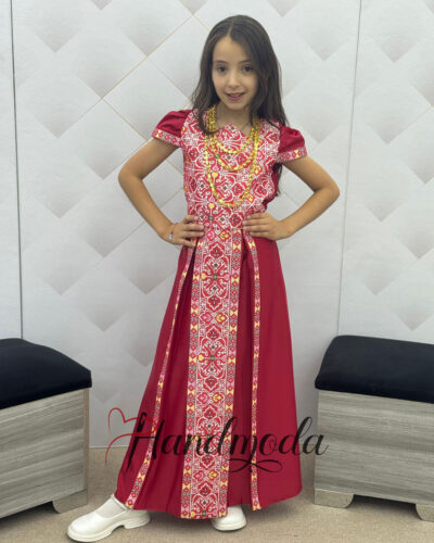 Fatima Palestinian Tatreez embroidered bridal girl dress - style 5