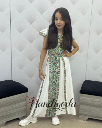 Fatima Palestinian Tatreez embroidered bridal girl dress - style 6