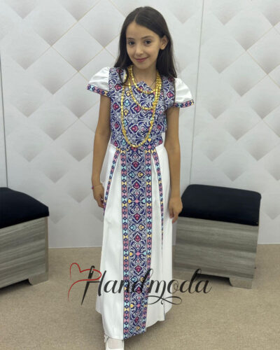 Fatima Palestinian Tatreez embroidered bridal girl dress - style 7
