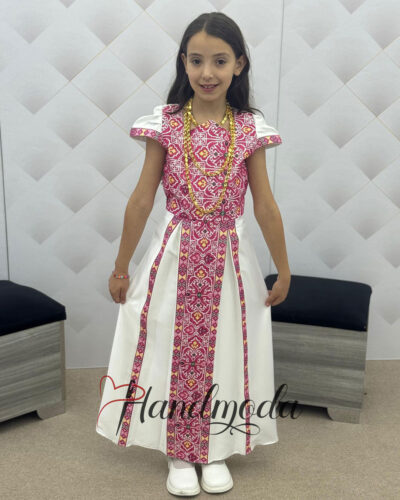 Fatima Palestinian Tatreez embroidered bridal girl dress - style 8