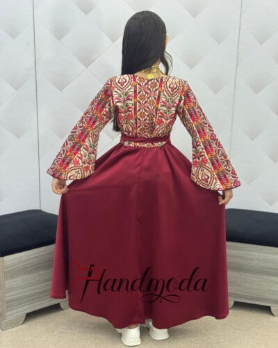 Saly Palestinian Tatreez Colorful Embroidery Flower Girl Dress - Image 9