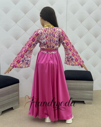 Saly Palestinian Tatreez Colorful Embroidery Flower Girl Dress - Image 4