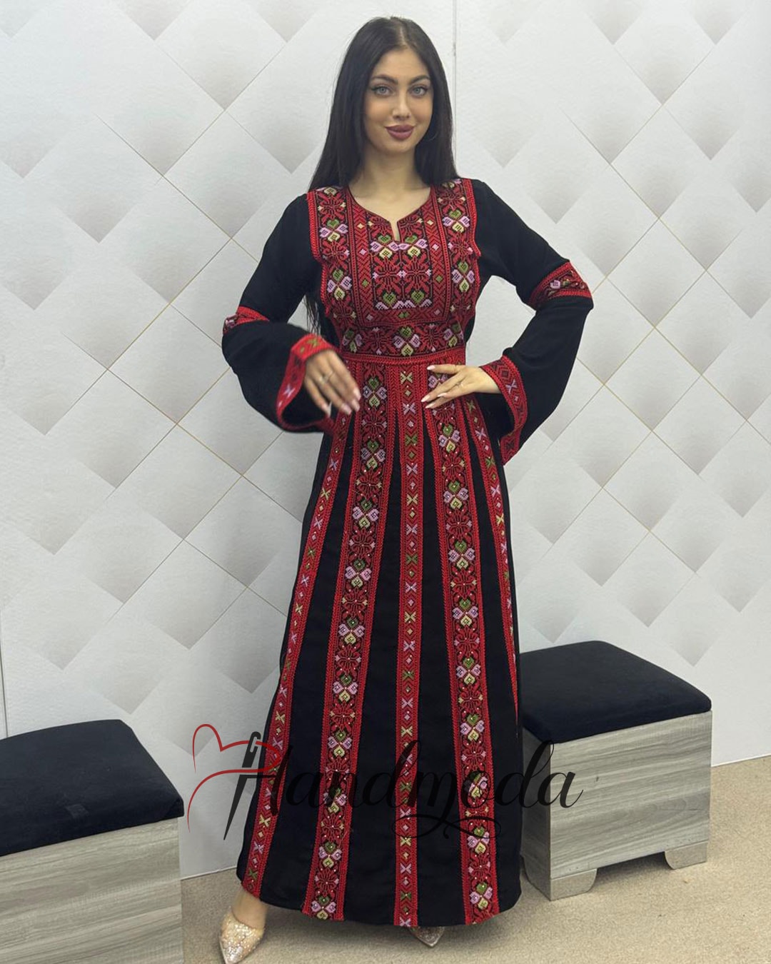 Palestinian Tatreez Embroidered Long Dress Arabic Bridal Thobe - Image 7