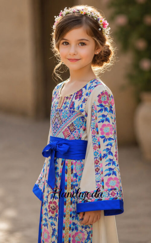 Embroidered Girl Dress Palestinian Tatreez Art Bridal Thobe