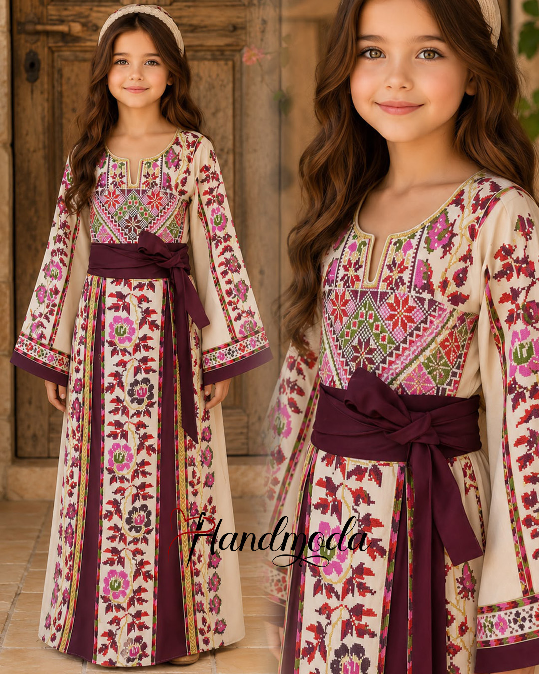 Embroidered Girl Dress Palestinian Tatreez Art Bridal Thobe - Image 3
