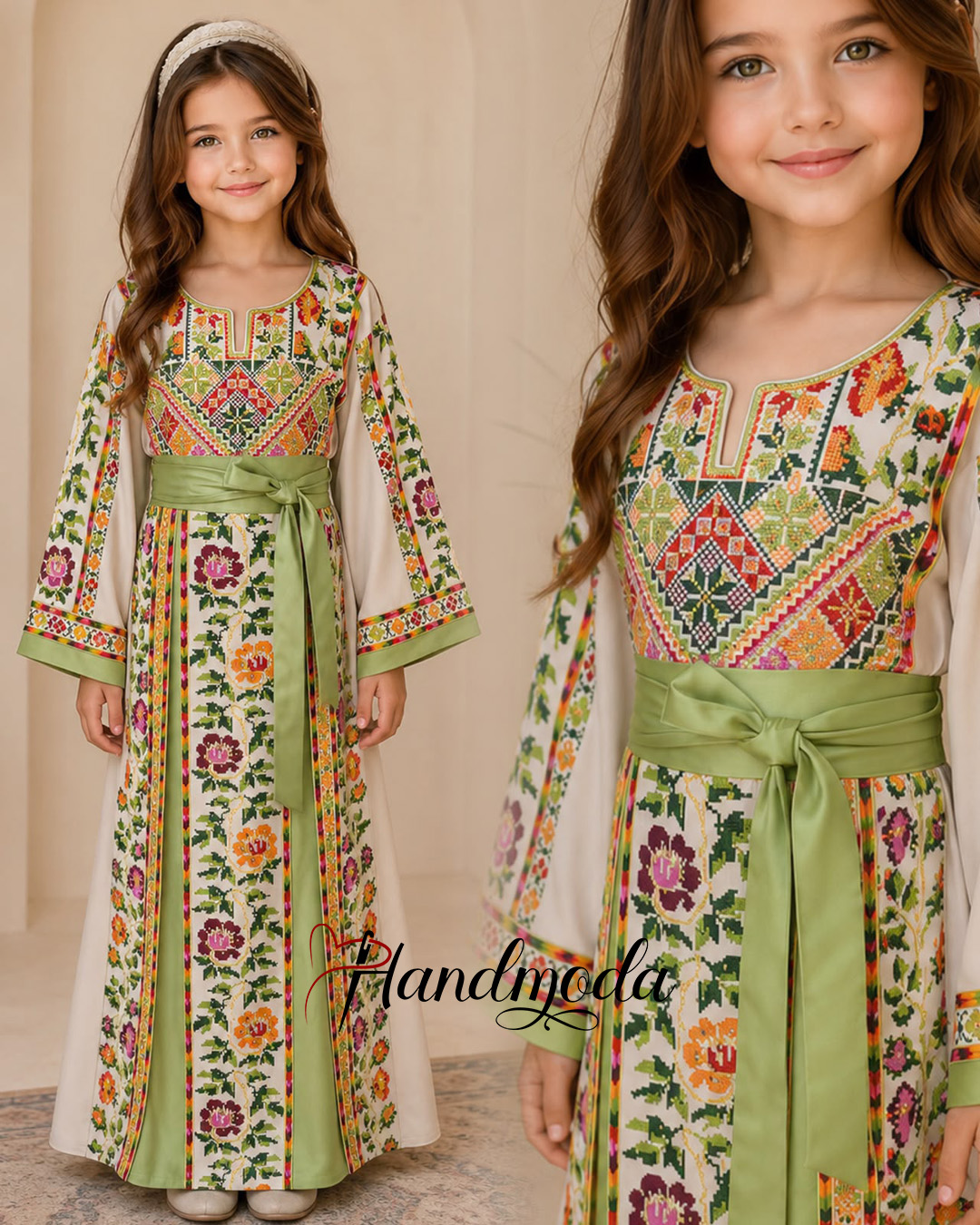 Embroidered Girl Dress Palestinian Tatreez Art Bridal Thobe - Image 4